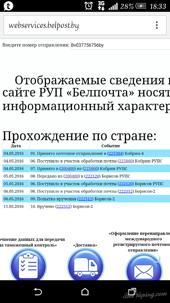 посылка, которую я отправил им
